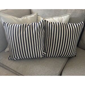 Pier One Imports Woven Cotton Navy Striped Pillows - Sold As Pair